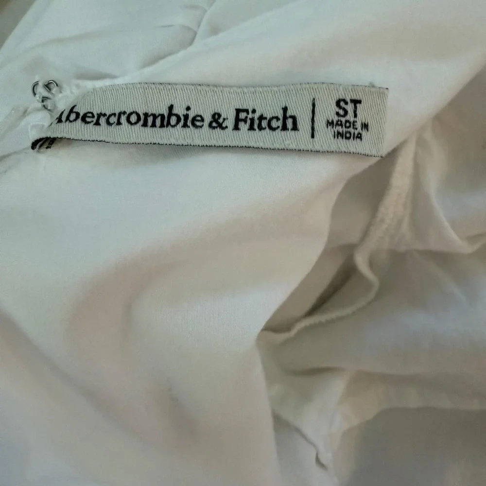 Abercrombie & Fitch White Puff Sleeve Tie-Front Mini Dress Small Tall (ST)